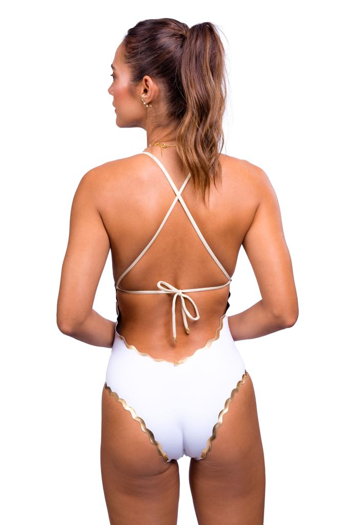 Maillot de bain CANNES - PALM BEACH | Une pièce sans couture avec lanières dorées