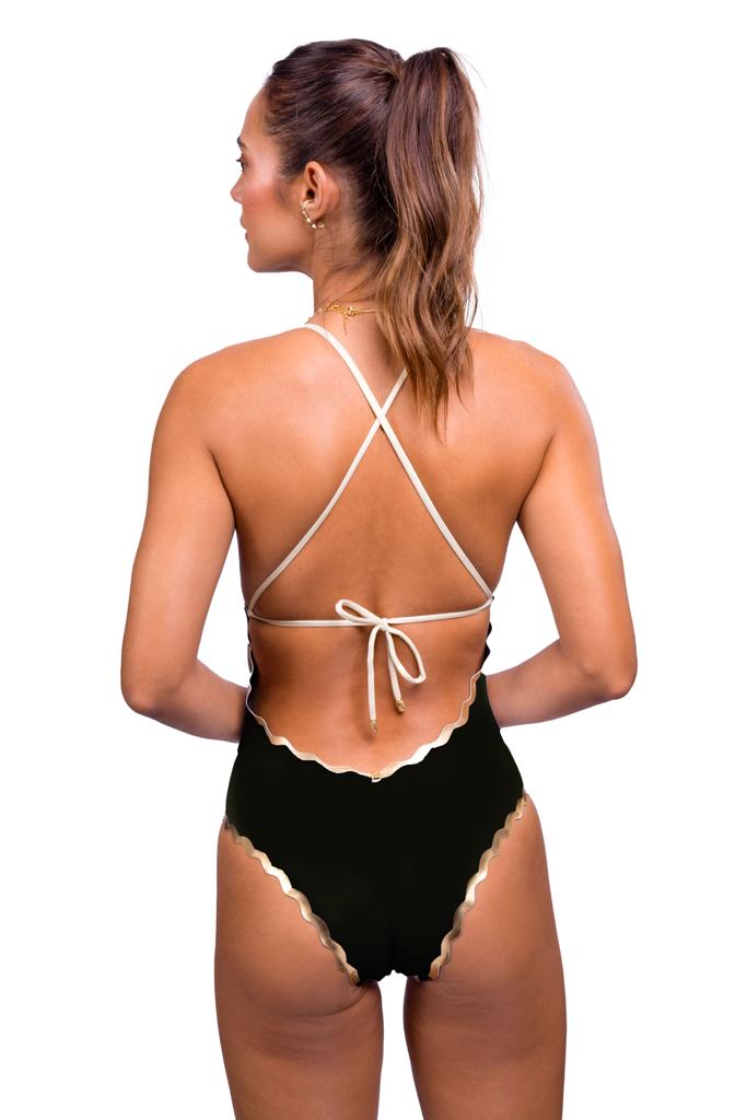 CANNES swimsuit - PALM BEACH | Seamless one piece with gold straps