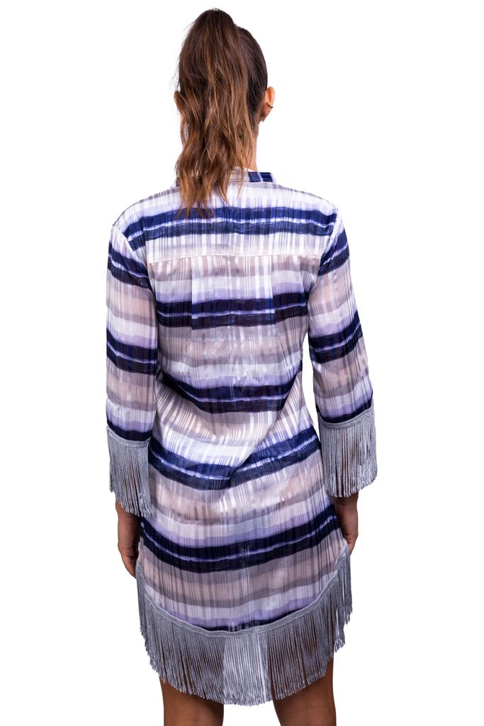 Tunique de plage SAINT-TROPEZ - ATHÈNES à franges