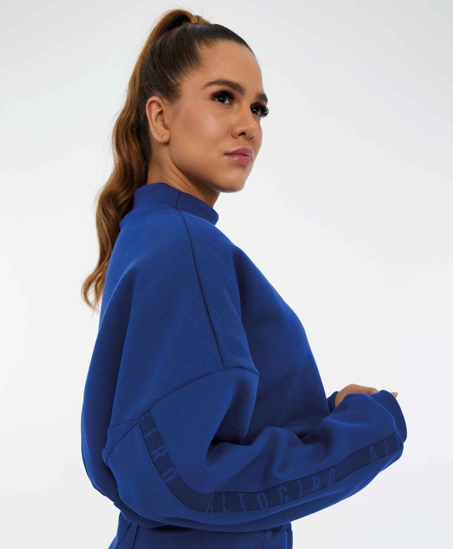 CANNES sports sweatshirt - COURCHEVEL Blue short sweater with hem adjustment