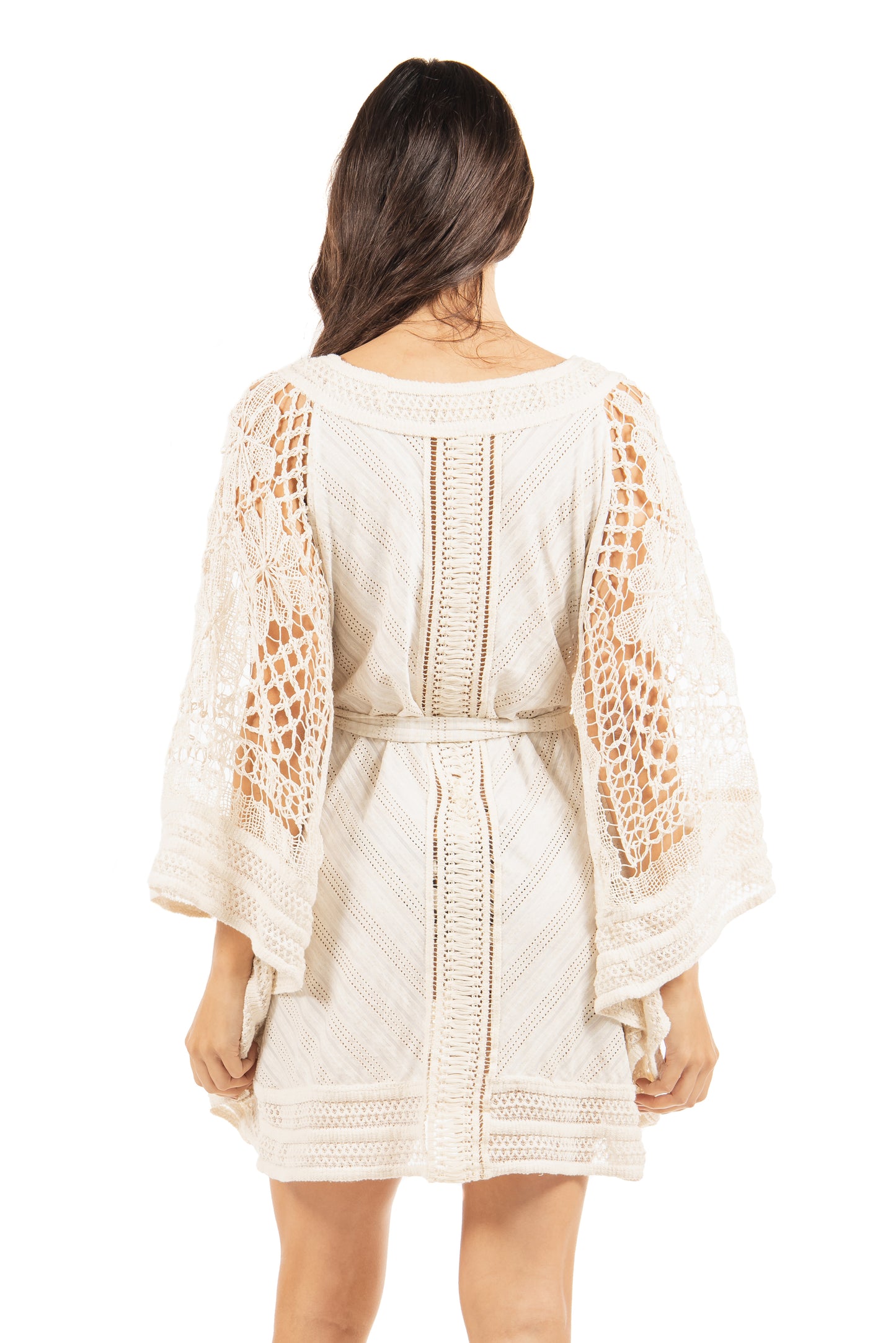 Tunique de plage CANNES - KHO PHIPHI, Caftan court avec ceinture