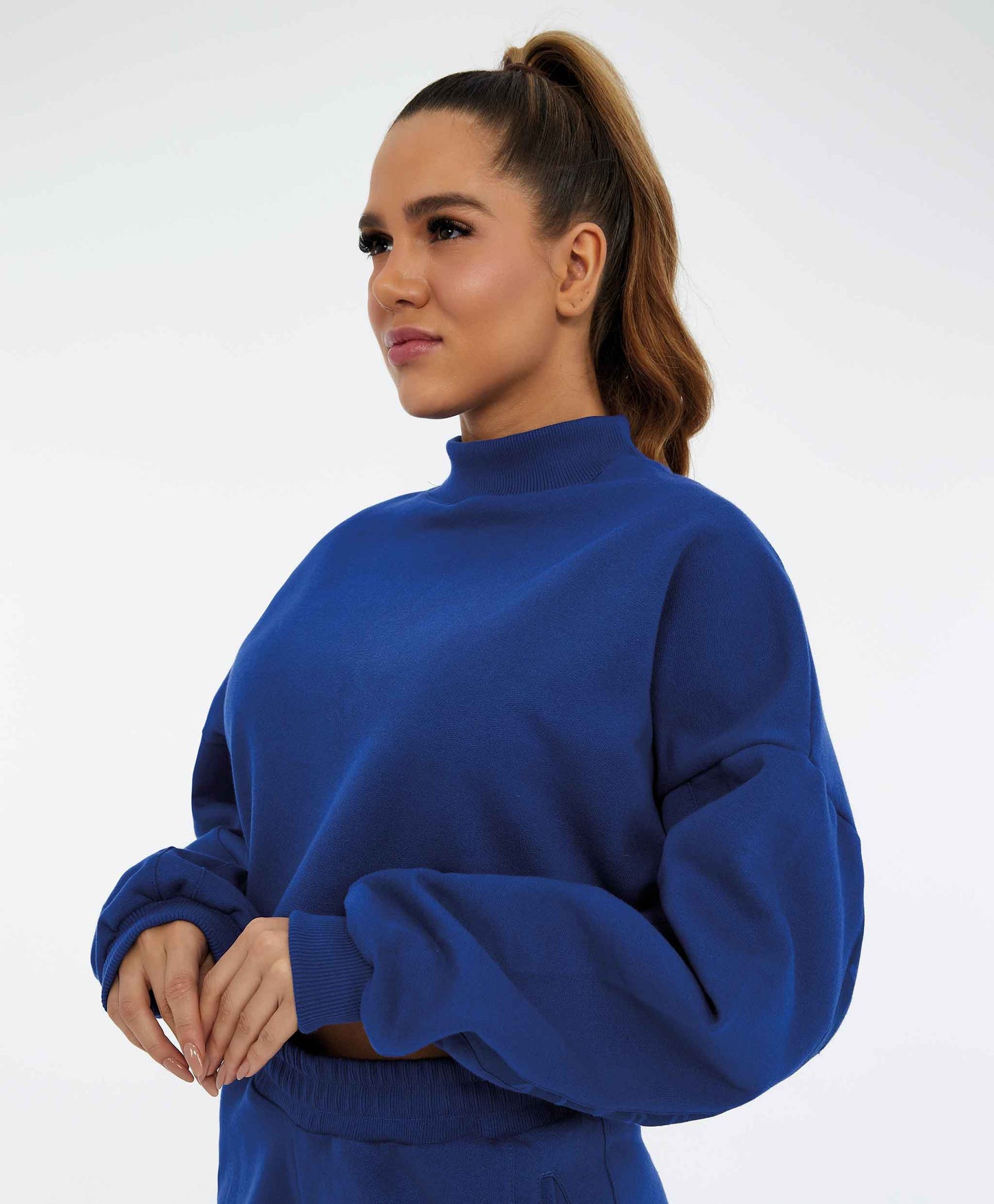CANNES sports sweatshirt - COURCHEVEL Blue short sweater with hem adjustment