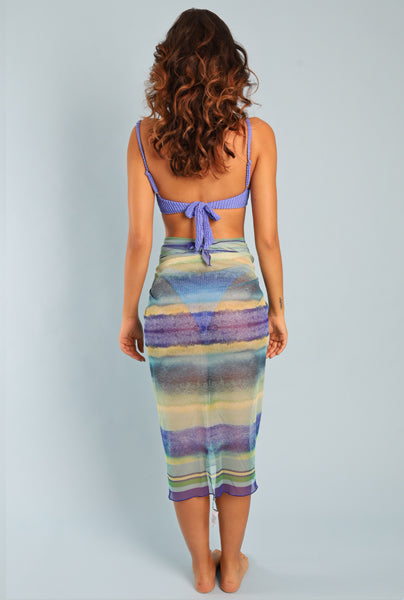 Paréo de plage ITHACA à Motif Bleu et lavande dégradé - Tunique